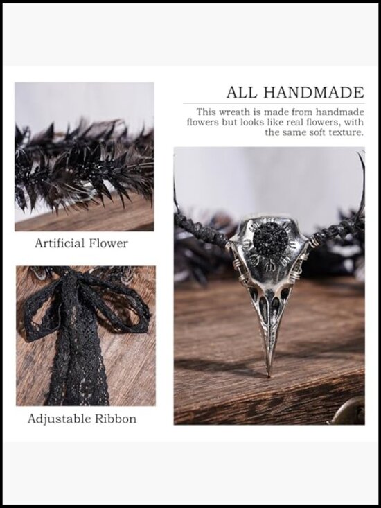Gothic Feather Crown Handmade Adjustable Raven Elf Tiara Cosplay Renaissance